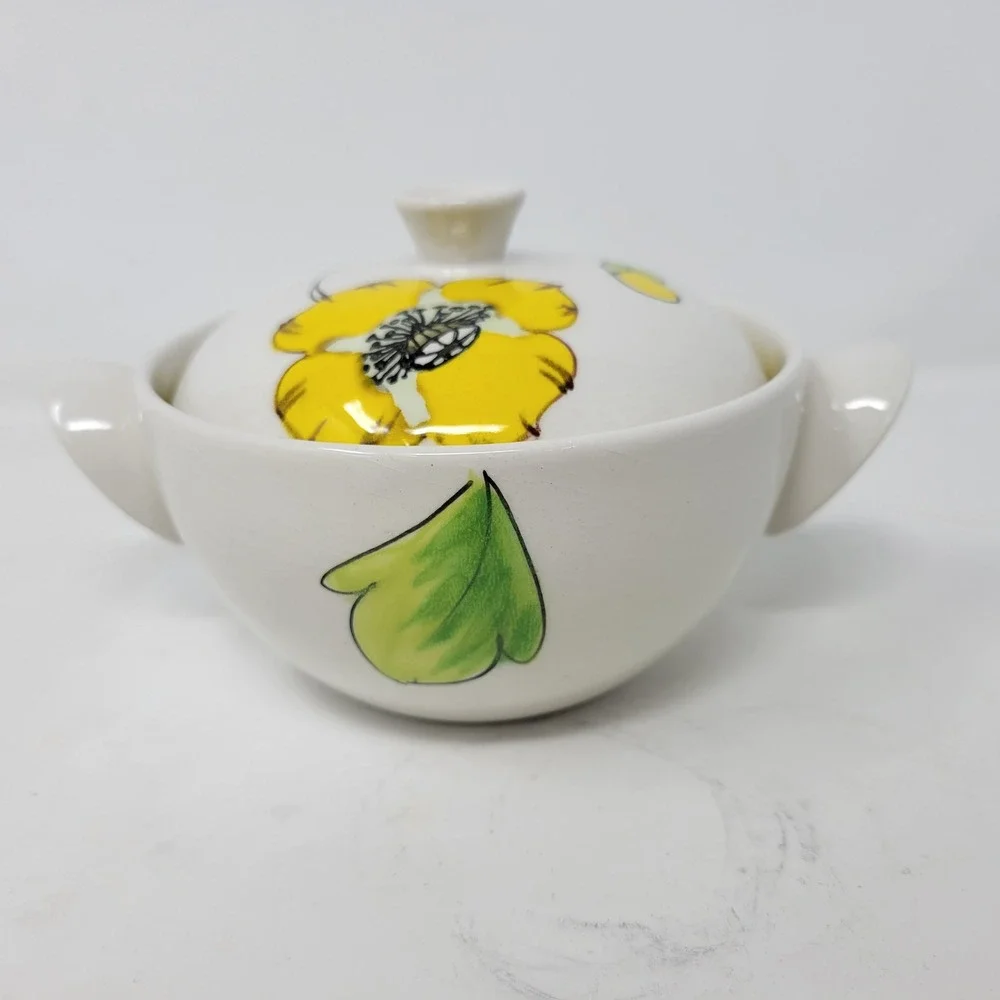 Mancioli Italy Vintage Floral Ceramic Lidded‎ Soup Rice Bowls Set of 4